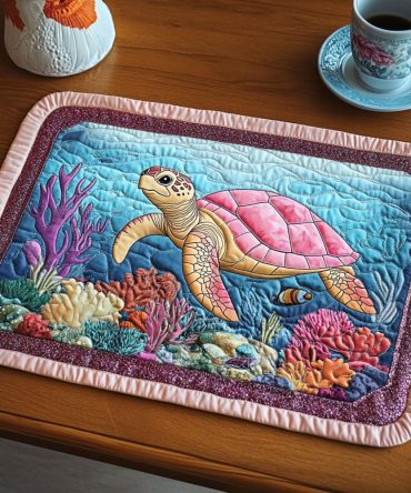 Coastal Shell-Haven Quilted Placemat — Nautical Table Accent, Durable Cotton Blend, Reversible, Heat-Resistant & Machine-Washable