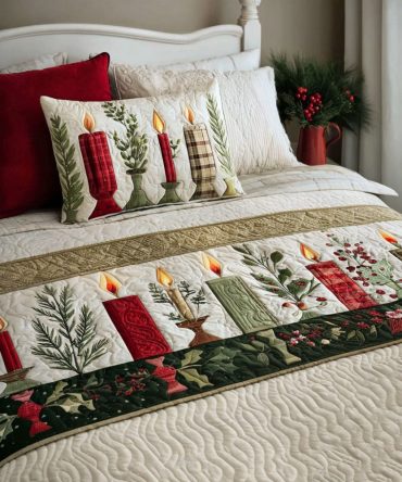 Shining Hope Quilted Bed Runner — Inspirational Starburst Bed Scarf For Uplifting Bedroom Styling, Soft Quilted Cotton, Reversible