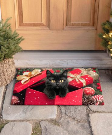 Silent Meow Minimalist Cat Doormat — Chic Modern Cat Welcome Rug, Low-Profile Indoor/Outdoor Door Mat, Easy-Clean Non-Slip Design