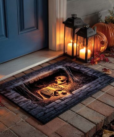 Skeleton Tomb Spooky Welcome Mat — Halloween & Gothic-Themed Door Rug, Durable Outdoor Use With Non-Slip Backing For Safe Entry