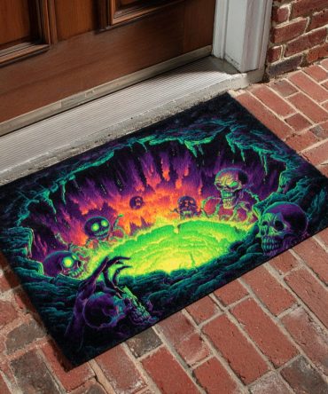 Abyss Skull Doormat — Dark Skull Welcome Mat For Indoor/Outdoor Use, Durable Weather-Resistant Print, Non-Slip Backing For Gothic Entry Decor
