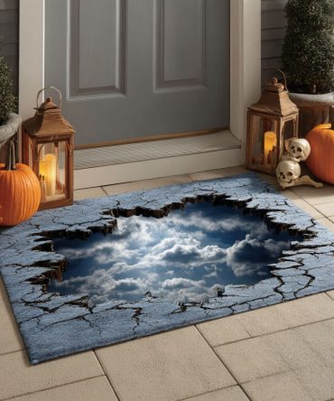 Modern Skyfall Portal Door Mat — Abstract Geometric Welcome Mat For Contemporary Homes, Durable Indoor/Outdoor Entrance Rug