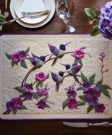 Skyward Flight Quilted Cotton Placemat — Airy Bird Silhouette Design for Elegant Dining, Brunches & Everyday Table Protection