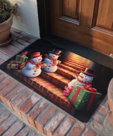 Snowman Holiday Welcome Mat — Cheerful Seasonal Front Porch Doormat With Classic Snowman Illustration For Christmas Entryways