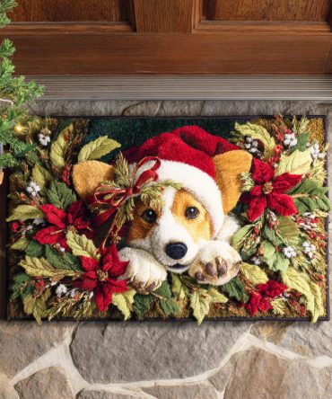 Snowy Corgi Winter Doormat — Cute Holiday Corgi Welcome Mat, Indoor/Outdoor, Heavy-Duty, Non-Slip Rubber Backing, Cozy Porch Gift