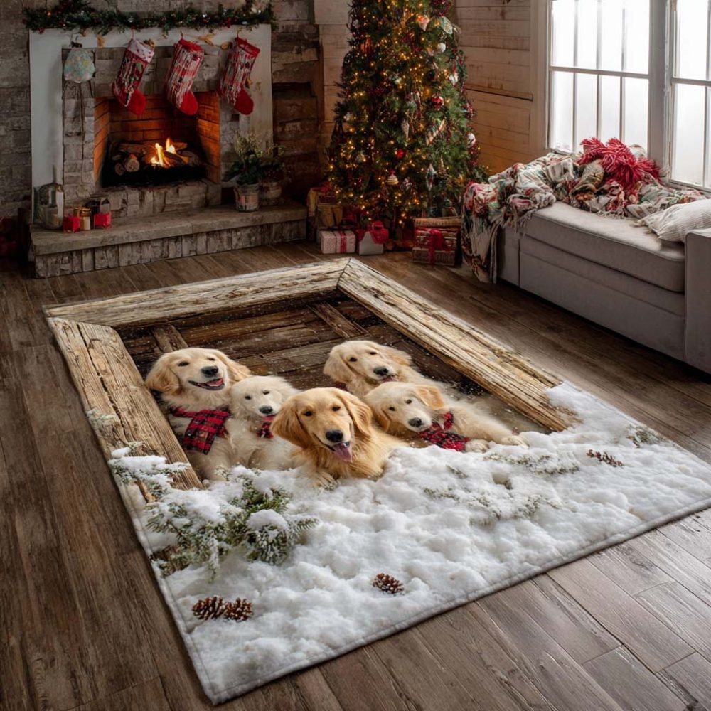 Golden Retriever Holiday Rug — Heartwarming Christmas Dog Area Mat, Soft Non-Slip Accent For Pet-Friendly Living Rooms & Gifts - Image 2