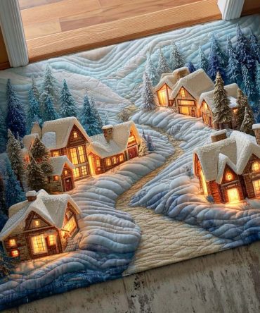 Snowy Village Welcome Mat - Charming Winter Village Scene Doormat, Heavy-Duty Coir For Porch, Indoor/Outdoor Seasonal Decor