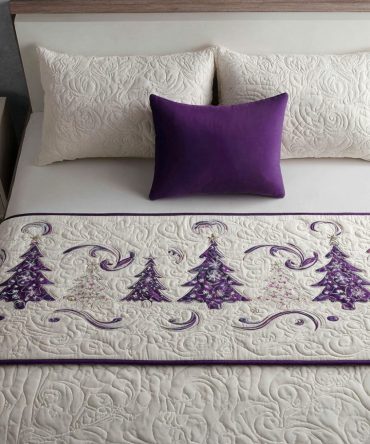 Snowy Whispers Quilted Bed Runner — Elegant Winter-Themed Bedding Accent With Subtle Snowflake Motifs, Plush Finish