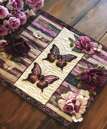 Soft Butterfly Breeze Quilted Table Placemat — Delicate Butterfly Floral Protector, Pastel Dining Accent for Kitchen & Casual Meals