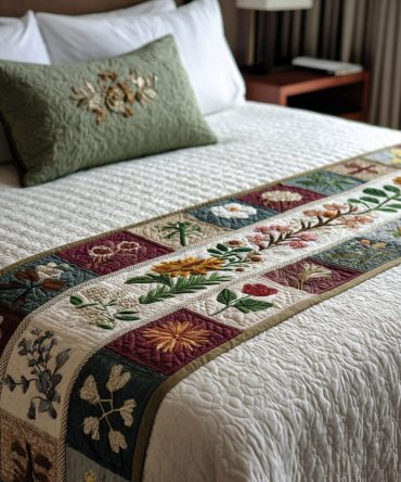 Soft Earth-Tone Quilted Bed Runner — Elegant Decorative Bed Scarf In Neutral Palette For Modern & Rustic Bedrooms, Easy Care