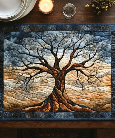 Soulwood Bloom Quilted Placemat — Rustic Botanical Table Accent, Durable Quilting & Easy-Care for Cozy, Nature-Inspired Dining