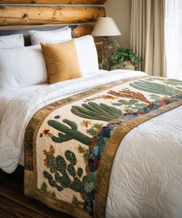 Spiky Serenity Quilted Bed Scarf — Modern Textured Runner For Bed Footboard, Reversible & Lightweight