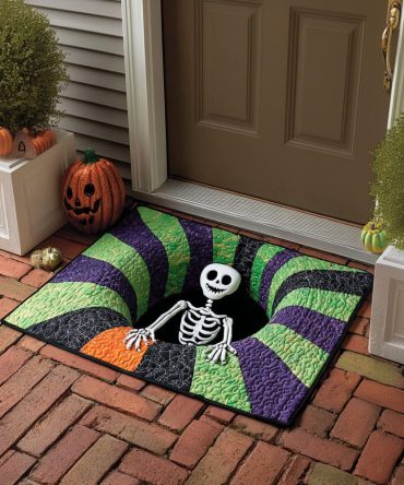 Spiral Bones Gothic Doormat — Durable Outdoor/Indoor Welcome Mat With Non-Slip Backing, Weatherproof, Statement Entrance Rug For Edgy Decor