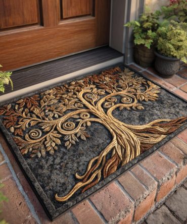 Spirit Tree Welcome Rug — Enchanting Tree Silhouette Doormat For Mystical & Seasonal Decor, Durable Non-Slip Front Door Mat