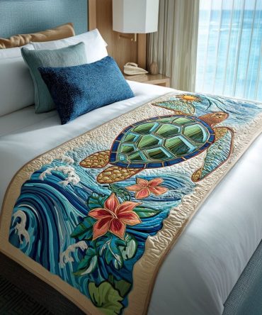 Spirit Wanderer Quilted Bed Runner - Bohemian Nature-Inspired Accent For Bed, Luxe Layering Throw, Lightweight & Machine Washable