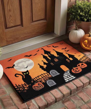 Spooky Castle Entrance Mat — Gothic-Style Coir Doormat For Halloween, Heavy-Duty Outdoor Welcome Rug To Haunt Your Porch