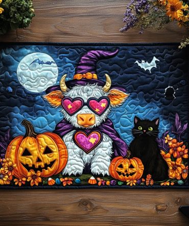 Spooky Farmyard Friends Quilted Placemat — Haunted Animal Table Decor, Quilted Cotton Placemat for Halloween Gatherings — Machine Washable & Gift-Ready