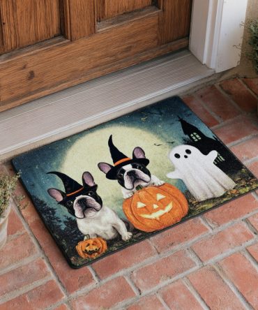 Haunted French Bulldog Welcome Mat – Premium Coir Doormat For Halloween & Year-Round Front Door Decor For Dog Lovers