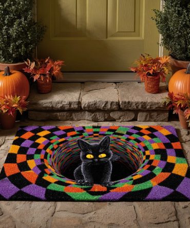 Spooky Spiral Outdoor Welcome Mat — Durable Coir Entrance Rug With Non-Slip Backing, Weather-Resistant Gothic Swirl Design For Porch & Patio