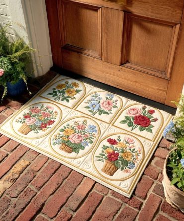 Spring Comfort Floral Welcome Mat — Soft Yet Durable Door Rug For Indoor/Outdoor Entry, Weather-Resistant, Non-Slip & Simple Care
