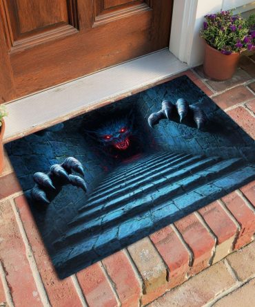 Stairwell Fiend Entry Mat — Dark Horror-Themed Decorative Doormat For Outdoor/Indoor Use, Durable Print, Non-Slip Backing For Unique Porch Style