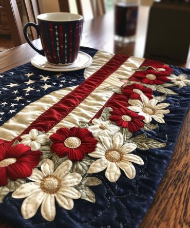 Star-Spangled Quilted Placemat — Patriotic Stars & Stripes Table Accent For 4Th Of July, Memorial Day & Americana Entertaining