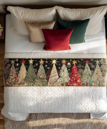 Star Grove Quilted Bed Runner — Elegant Star Motif Decorative Runner For Modern & Rustic Bedrooms, Quilted Texture To Enhance Queen & King Bedding