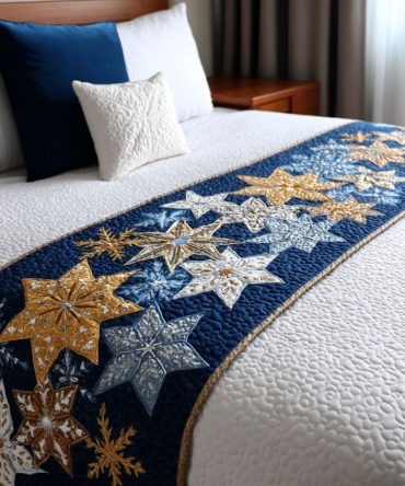 Starlight Radiance Quilted Bed Runner - Celestial-Themed Bed Scarf With Shimmering Accents, Modern Quilting, Lightweight & Layering Essential