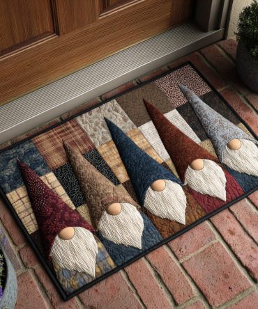 Starry Christmas Gnome Holiday Doormat — Sparkling Night Gnome Design On Coir Welcome Mat, Weather-Resistant, Non-Slip Backing