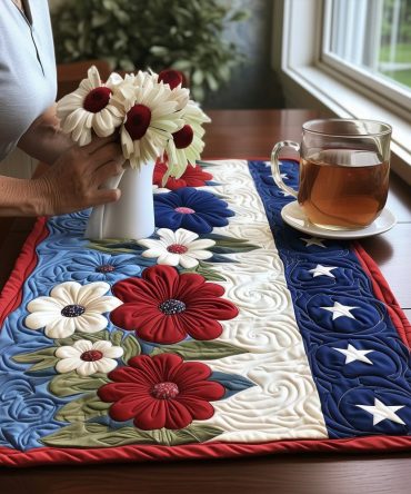 Stars & Stripes Quilted Placemat — Patriotic Table Set Accent, Durable Quilted Dining Protector, Machine-Washable For Holidays & Backyard Bbqs