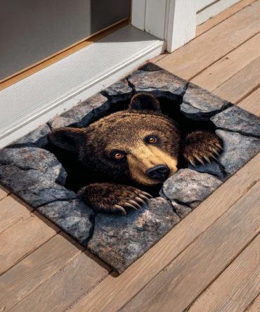 Stone Cave Guardian Doormat — Rugged Mythic Entrance Mat, Durable Outdoor/Indoor Welcome Rug, Protective Grotto Stone Design