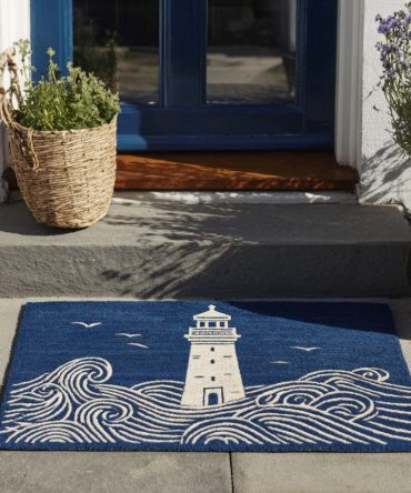 Rustic Storm Lantern Doormat — Heavy Coir Entry Rug For All Weather, Fade-Resistant Print, Non-Slip Backing For Porches