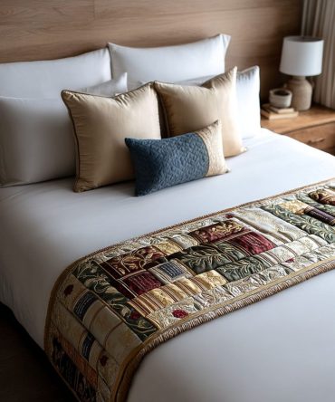 Storybook Sanctuary Quilted Bed Runner — Whimsical Floral Cotton Bed Scarf, Lightweight, Reversible, Perfect For Nursery Or Guest Room