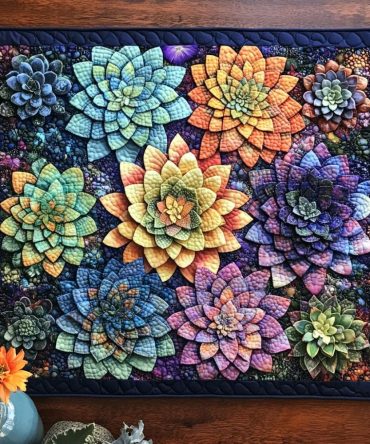 Succulent Garden Quilted Placemat — Modern Washable Table Mat with Lush Botanical Motif, Padded Protection for Stylish Everyday Dining