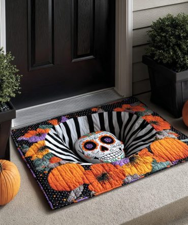 Sugar Skull Sinkhole Doormat — Vibrant Día De Los Muertos Decorative Entry Mat, Weather-Resistant Print, Durable Non-Slip Backing For Festive Porches