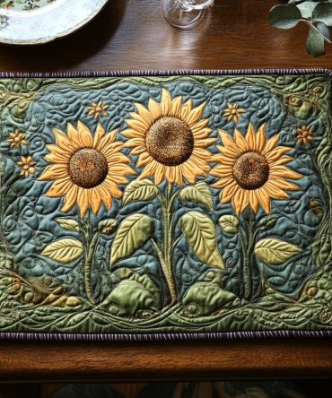 Bright Summer Quilted Table Placemat — Sunflower Cotton Placemat for Dining, Patio & Farmhouse Decor