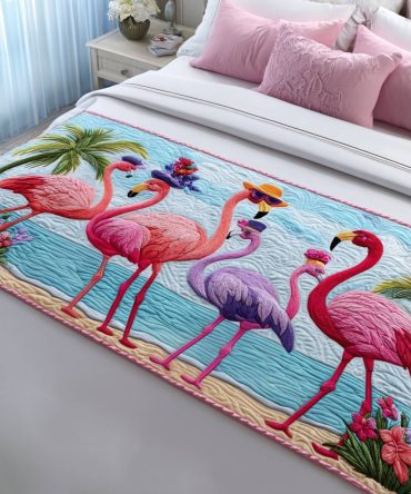 Vibrant Summer Floral Quilted Bed Runner — Tropical Accent Throw For Queen & King Beds, Lightweight & Machine-Washable Decor