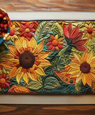 Sunburst Sunflower Quilted Placemat — Bright Botanical Table Accent, Durable Cotton Blend, Heat-Resistant & Machine Washable For Sunny Tablescapes