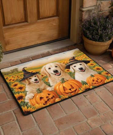 Sunflower Labrador Welcome Mat – Bright Floral Coir Doormat, Outdoor Front Door Decor For Lab Owners & Garden Homes