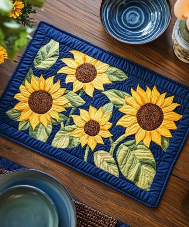 Sunlit Charm Quilted Table Placemat — Elegant Cotton Patchwork Mat, Protective & Machine-Washable Accent for Everyday Dining