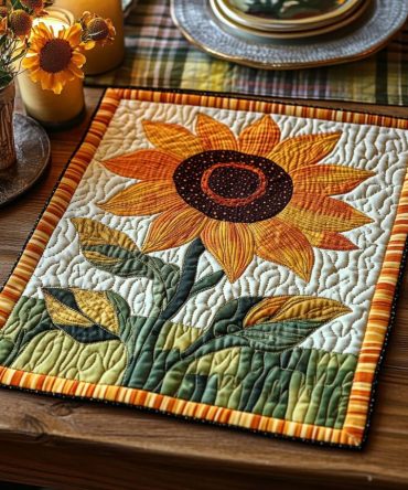 Sunlit Whispers Quilted Placemat — Bright Floral Table Accent for Casual & Formal Dining, Soft Cushioning & Easy-Maintenance