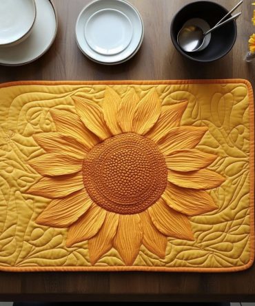 Bright Sunny Day Quilted Table Mat — Durable Cotton Placemat with Cheerful Floral Design, Easy-Care & Heat Protection for Kitchens