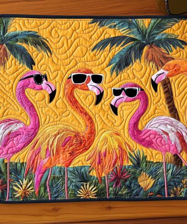 Sunny Flock Quilted Placemat — Cheerful Bird-Themed Table Accent, Durable Quilted Placemat for Everyday Use & Outdoor Brunches, Machine Washable