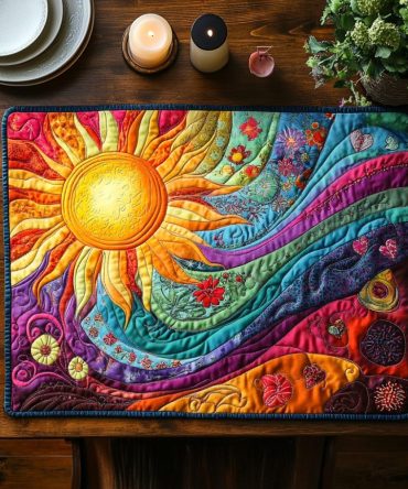 Sunny Glow Quilted Dining Placemat — Bright Floral Table Mat, Protective Padded Design & Easy-Care for Cheerful Everyday Dining