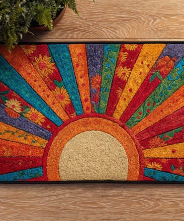 Sunny Welcome Coir Mat - Bright Cheerful Front Door Doormat, Durable Weatherproof Entrance Rug With Non-Slip Backing For Home & Patio