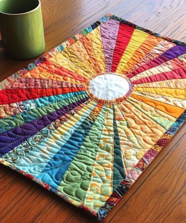 Sunrise Field Quilted Placemat — Vibrant Sunrise Farmhouse Table Mat with Soft Cotton Padding, Colorfast Print, Machine-Washable for Bright Kitchen Décor