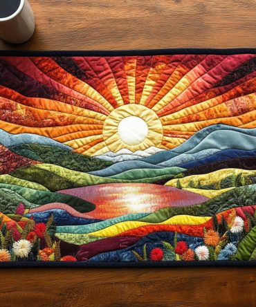 Sunrise Glow Quilted Dinner Placemat — Elegant Cotton Table Mat for Bright Morning Meals, Durable & Easy-Care
