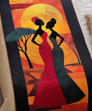 Sunset Grace Quilted Bed Runner — Warm Gradient Decorative Throw For Queen & King Beds, Soft Quilting, Serene Evening Palette For Stylish Bedrooms