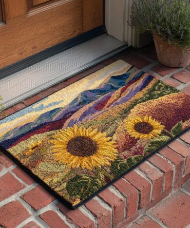 Sunset Sunflower Welcome Mat — Vibrant Floral Coir Doormat For Porch, Entryway & Seasonal Indoor/Outdoor Use