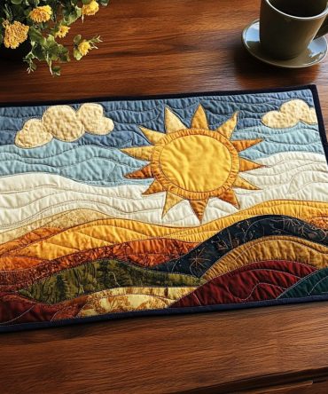 Sunset Valley Quilted Table Placemat — Artisan Cotton Blend for Cozy Evenings, Stain-Resistant & Machine Washable